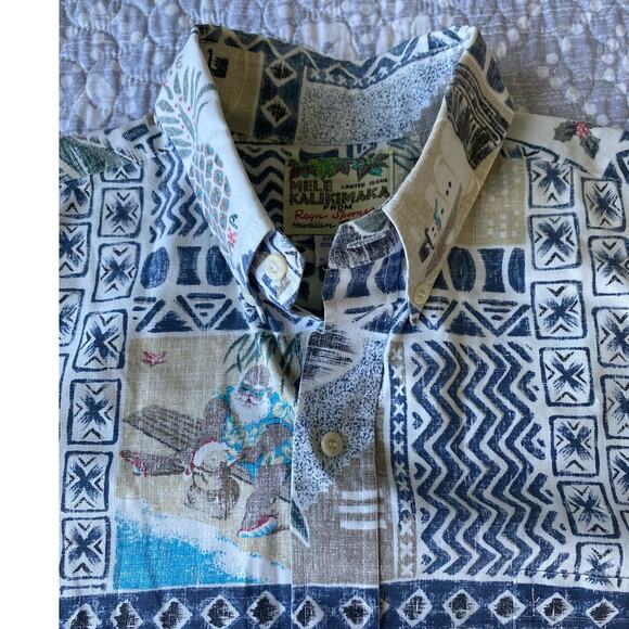 Reyn Spooner Button Up Aloha Shirt Mele Kalikimaka Christmas 1998 Size Medium - Picture 4 of 12